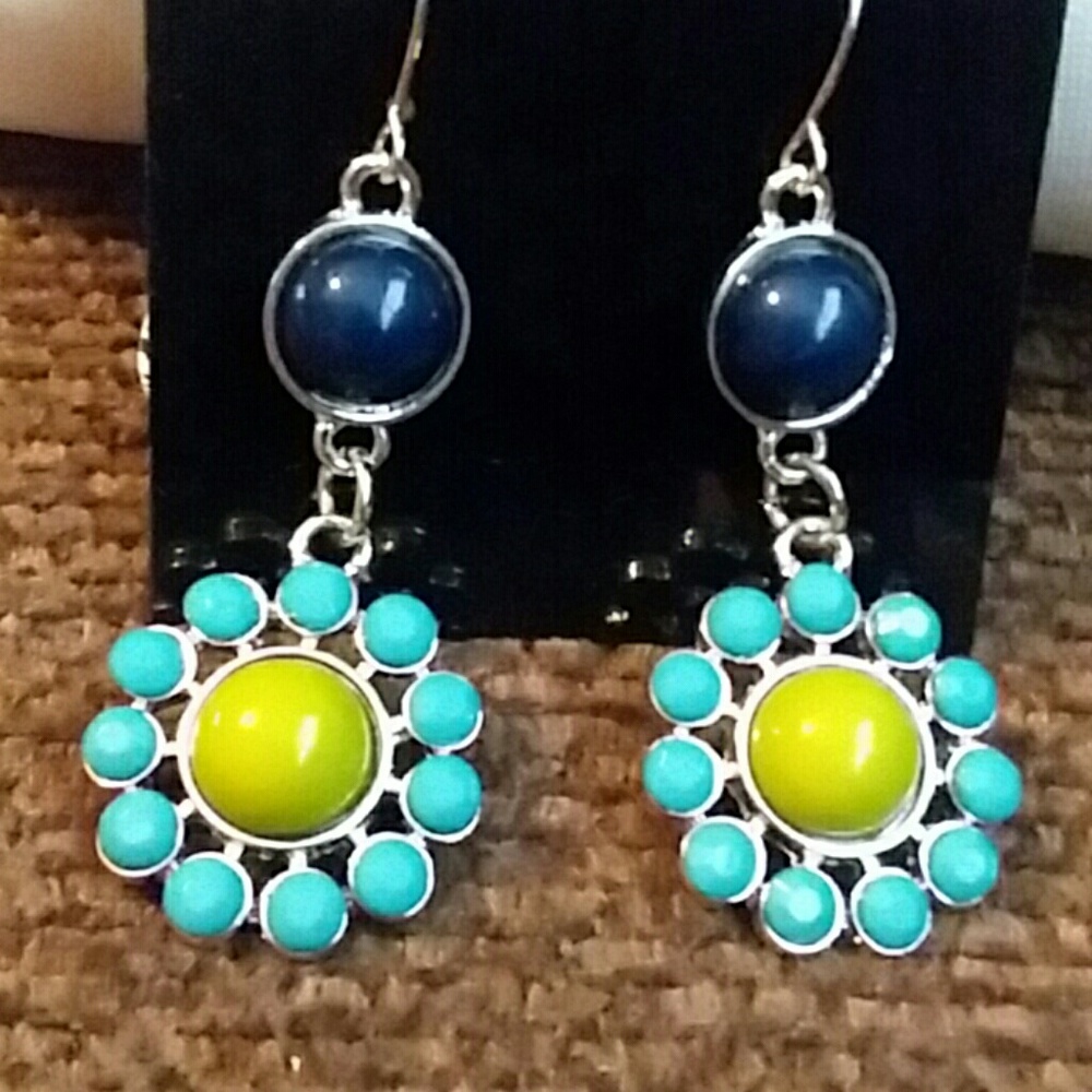 Blue and Green Dangling Earrings